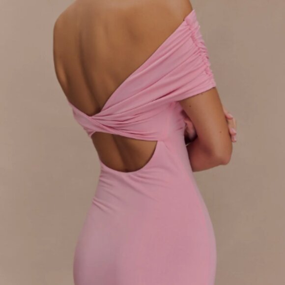 Meshki Off Shoulder Slinky Maxi Dress - Medium - Pink - Picture 3 of 5
